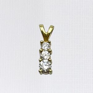 10K Yellow Gold Diamond Pendant 3 Stone Drop 1/3 CTW ZEI Vertical Round 0.75g